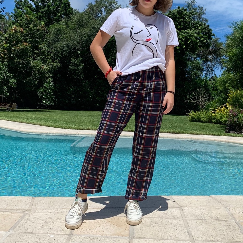 Plaid urban renewal pants trousers
